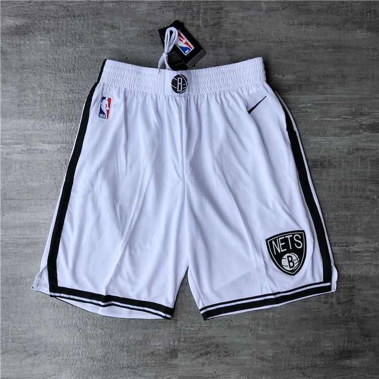 Men NBA Brooklyn Nets White Nike Shorts 0416